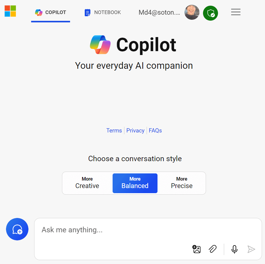 Copilot's default user interface is focussed on the question a user asks. It minimises other user interface elements. It appears to take a less formal, more friendly design.